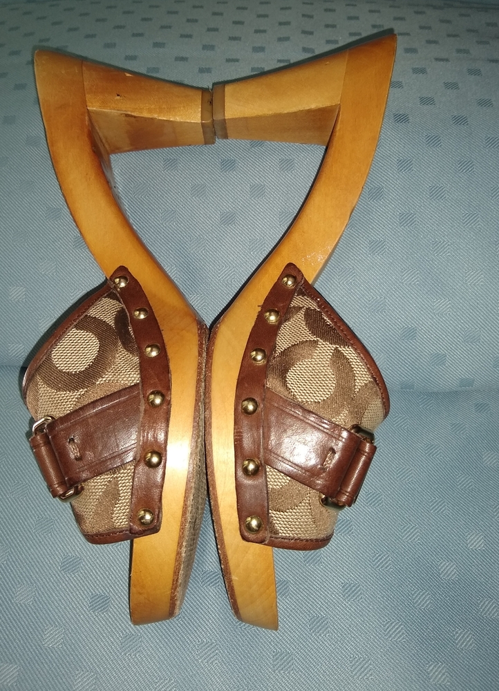 Coach Brown Signature Canvas & Leather Mule Slides - Picture 6 of 10